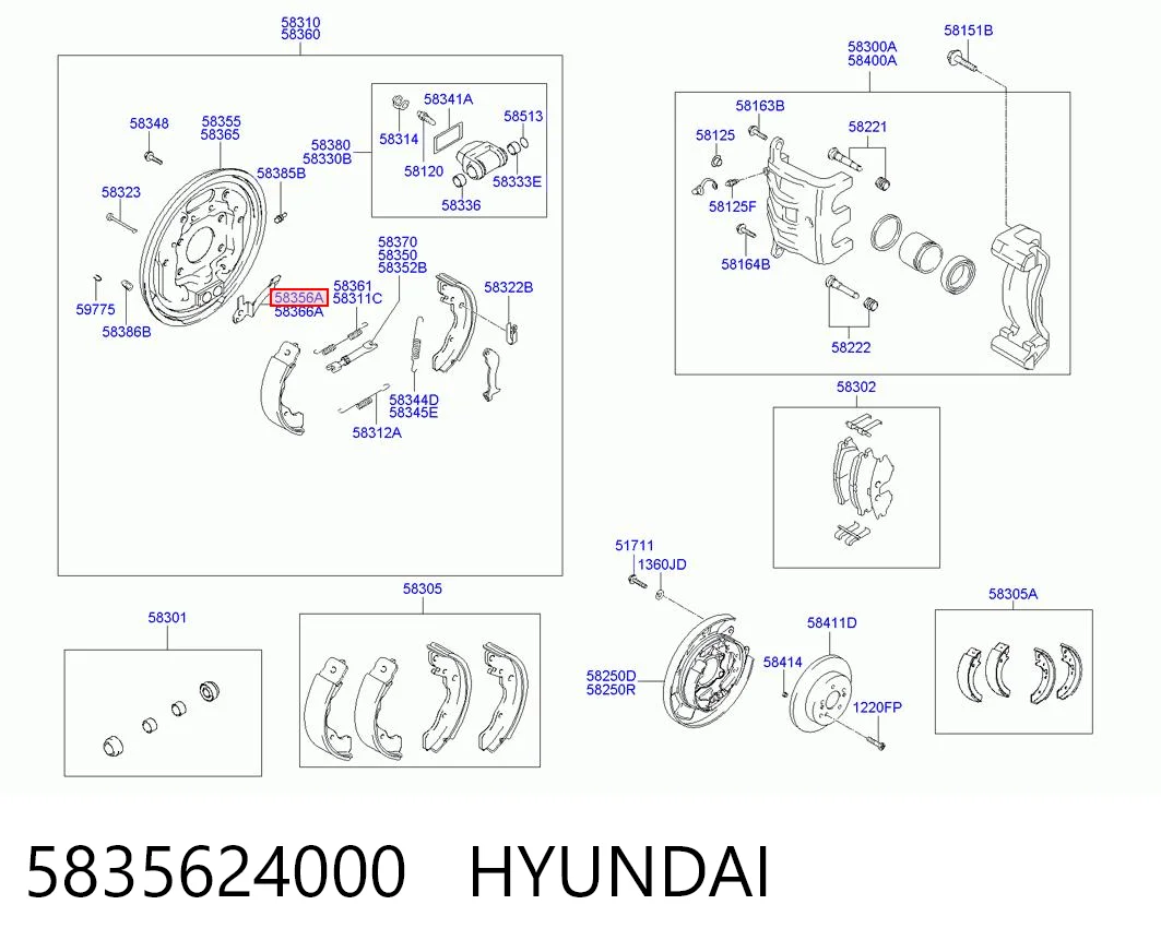 5835624000 Hyundai/Kia Jarzmo zacisku hamulcowego tylnego