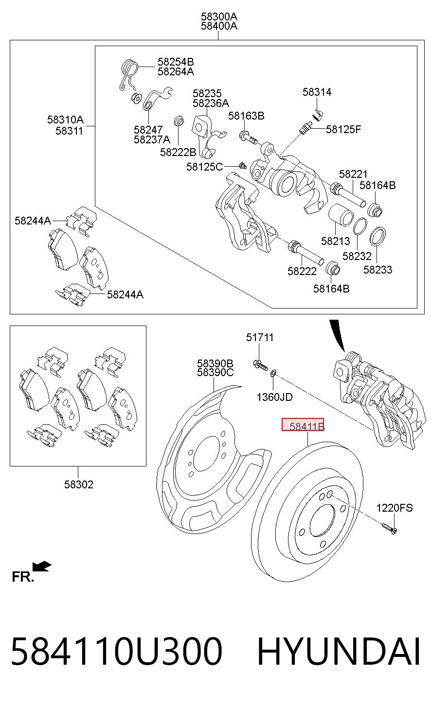 584110U300 Hyundai/Kia Tarcza hamulcowa tylna