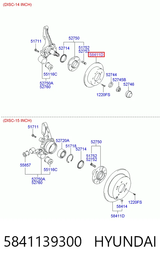 5841139300 Hyundai/Kia Tarcza hamulcowa tylna