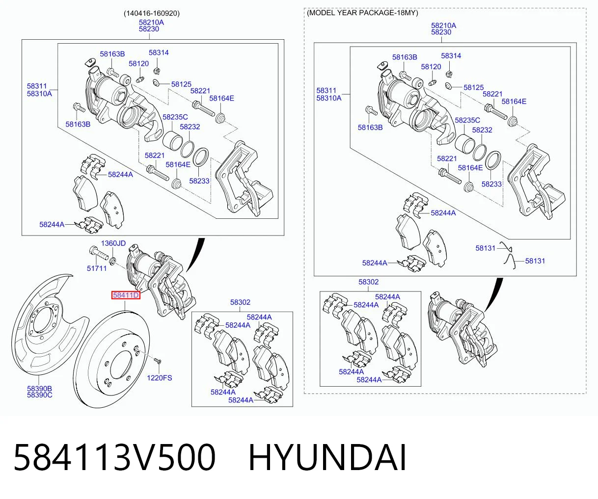 584113V500 Hyundai/Kia Tarcza hamulcowa tylna