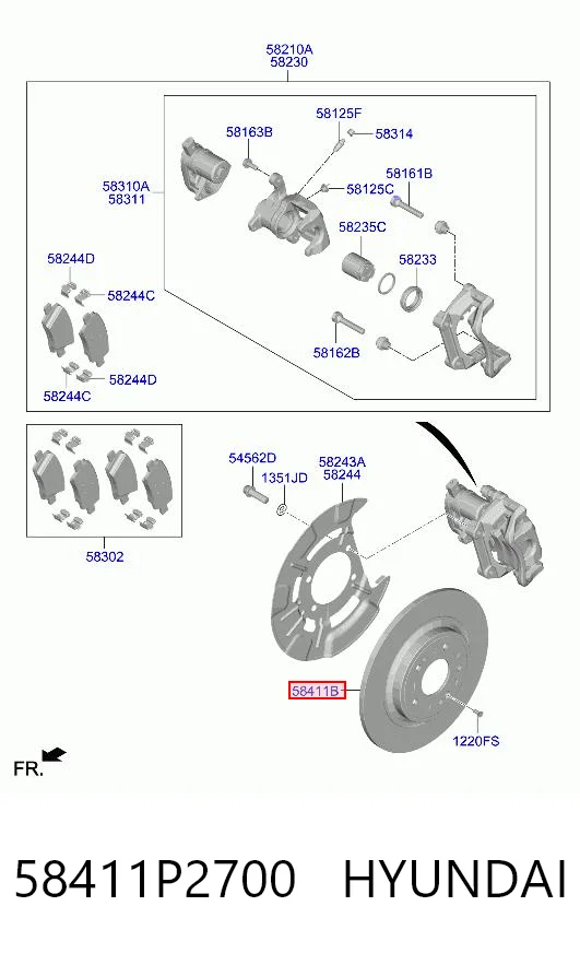 58411P2700 Hyundai/Kia Tarcza hamulcowa tylna
