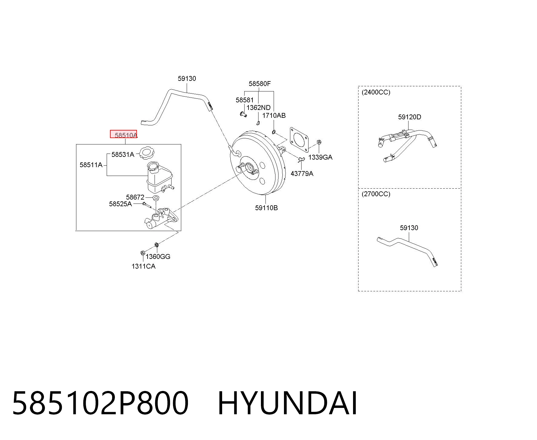 585102P800 Hyundai/Kia Główny cylinder hamulców