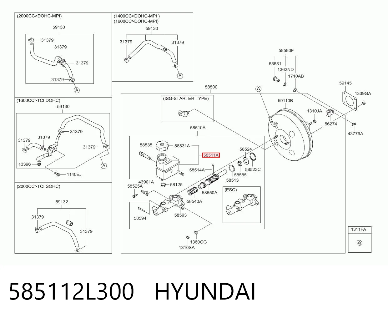 585112L300 Hyundai/Kia Zbiorniczek głównego cylindra hamulcowego (płynu hamulcowego)