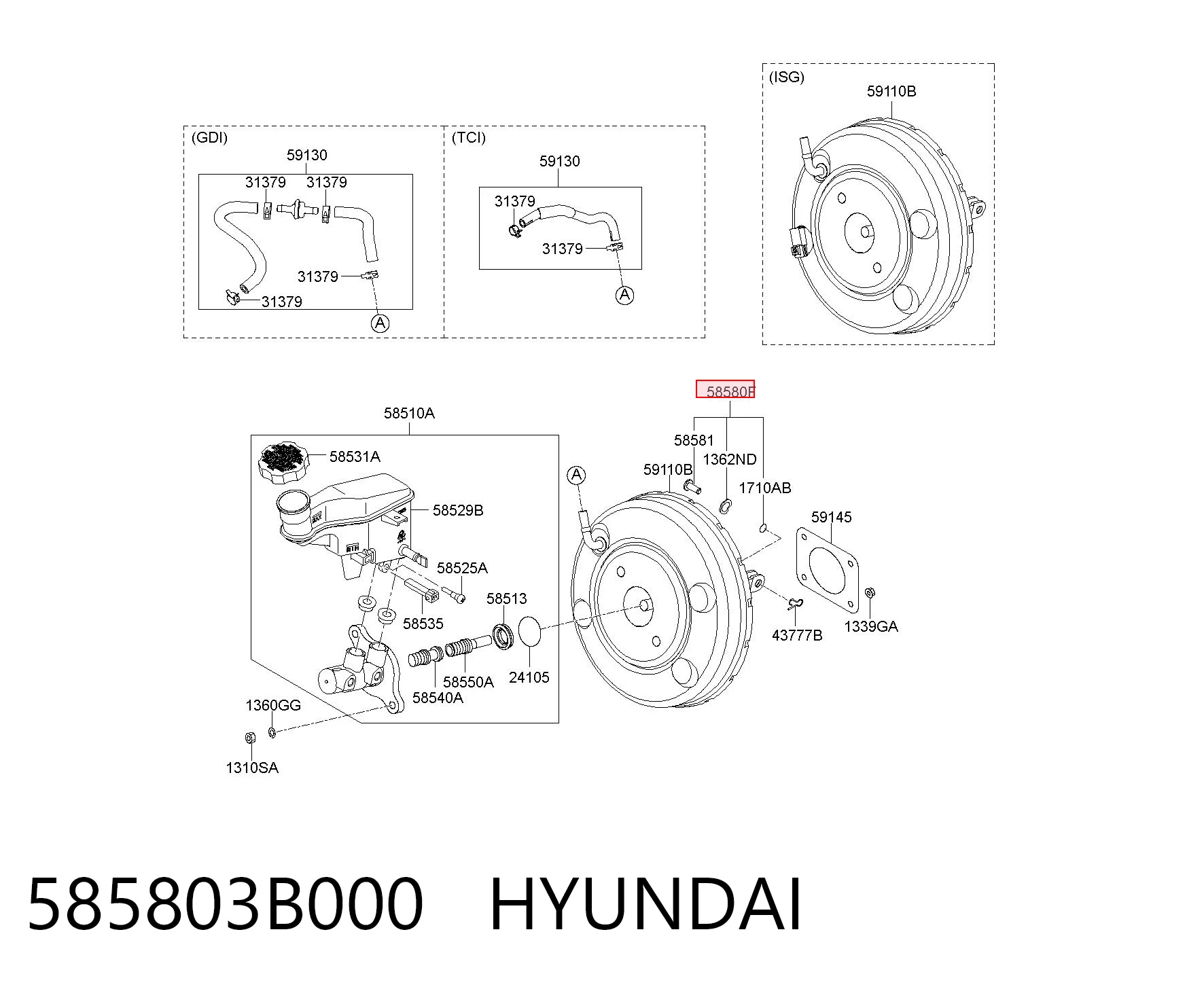 585803B000 Hyundai/Kia Tłok wzmacniacza podciśnienia hamulców