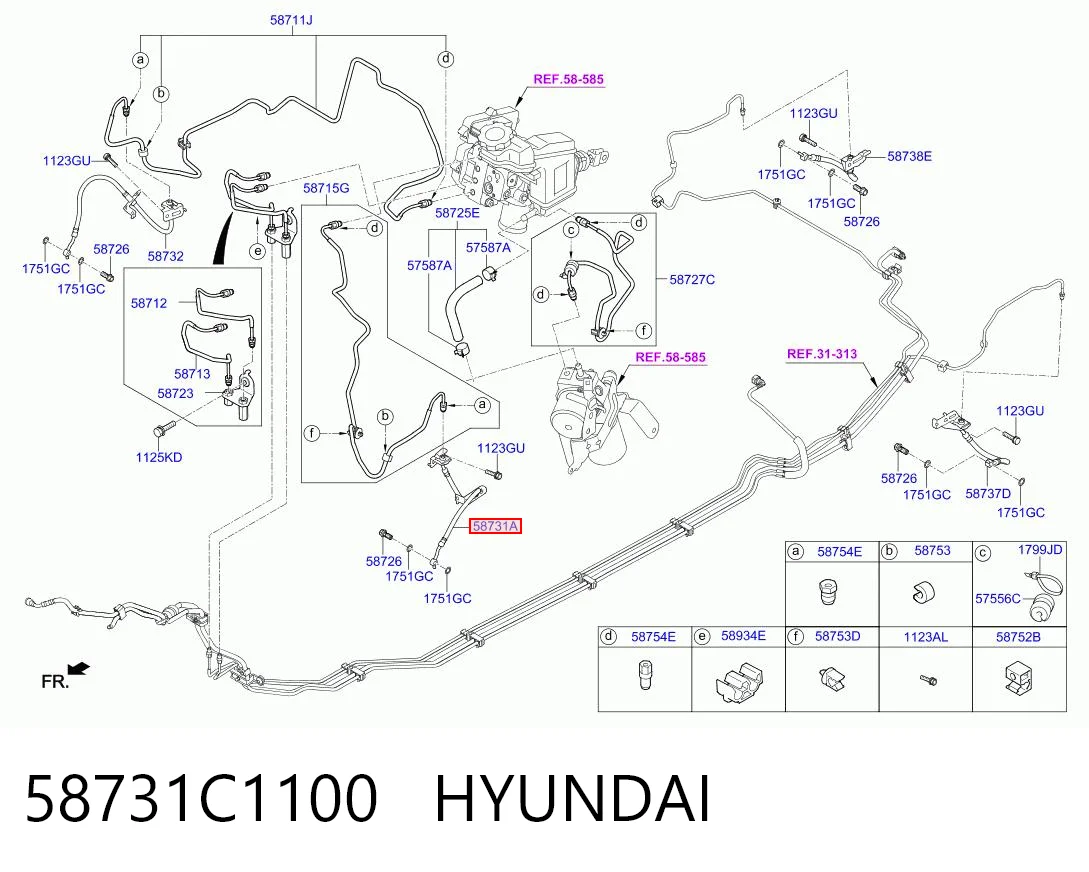 58731C1100 Hyundai/Kia Wąż hamulcowy z przodu w lewo
