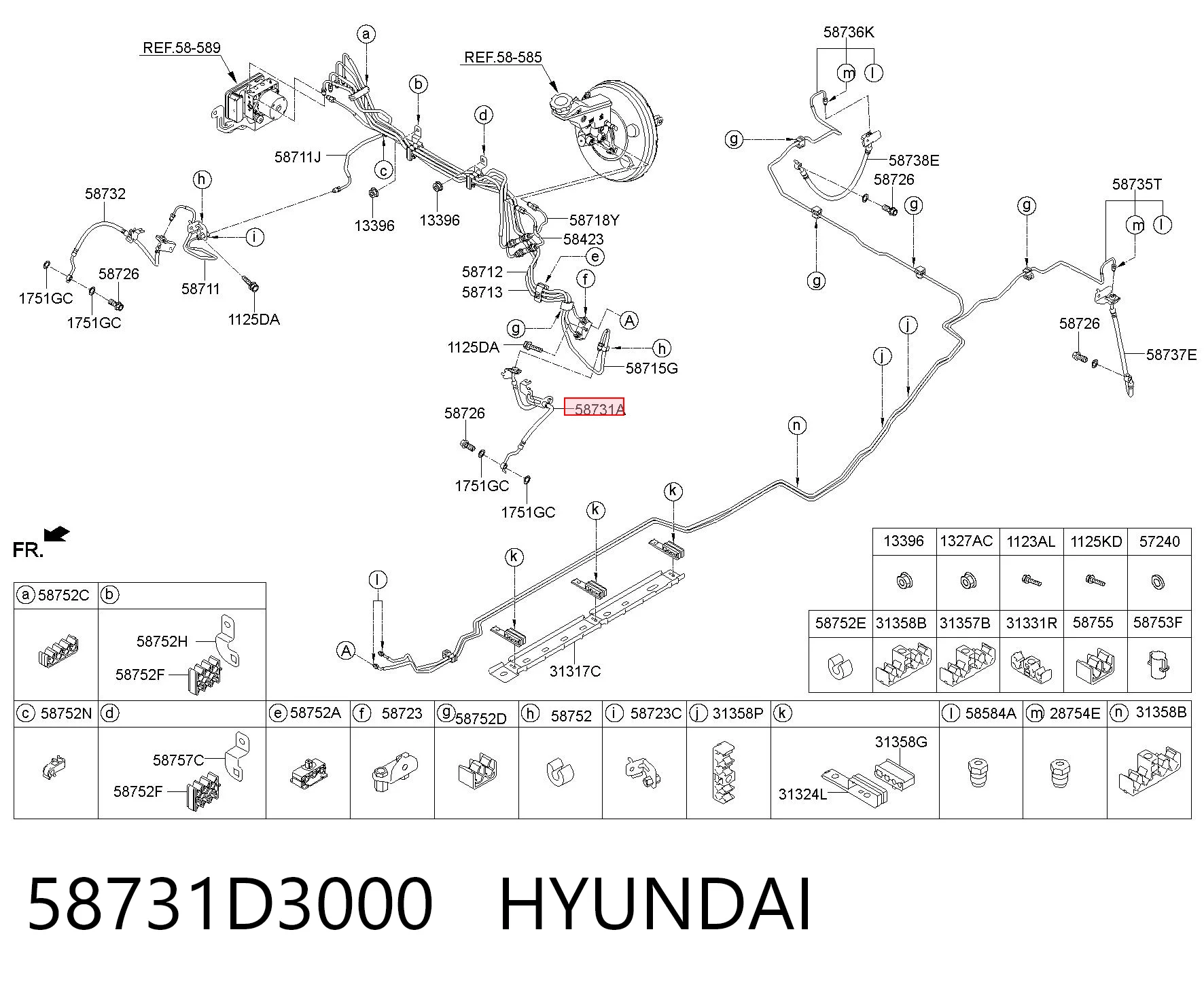 58731D3000 Hyundai/Kia Wąż hamulcowy z przodu w lewo