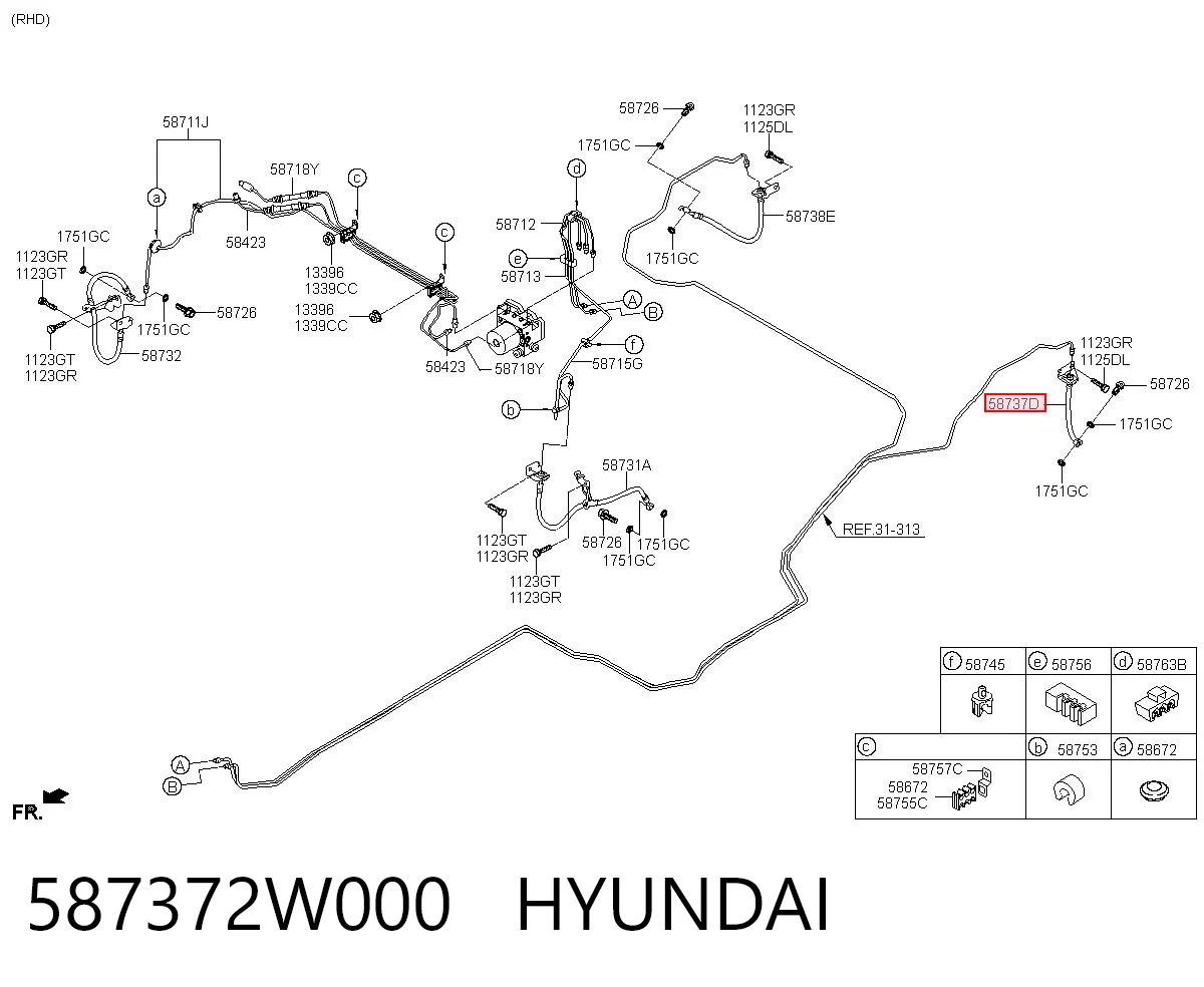 587372W000 Hyundai/Kia Przewód hamulcowy tylny lewy