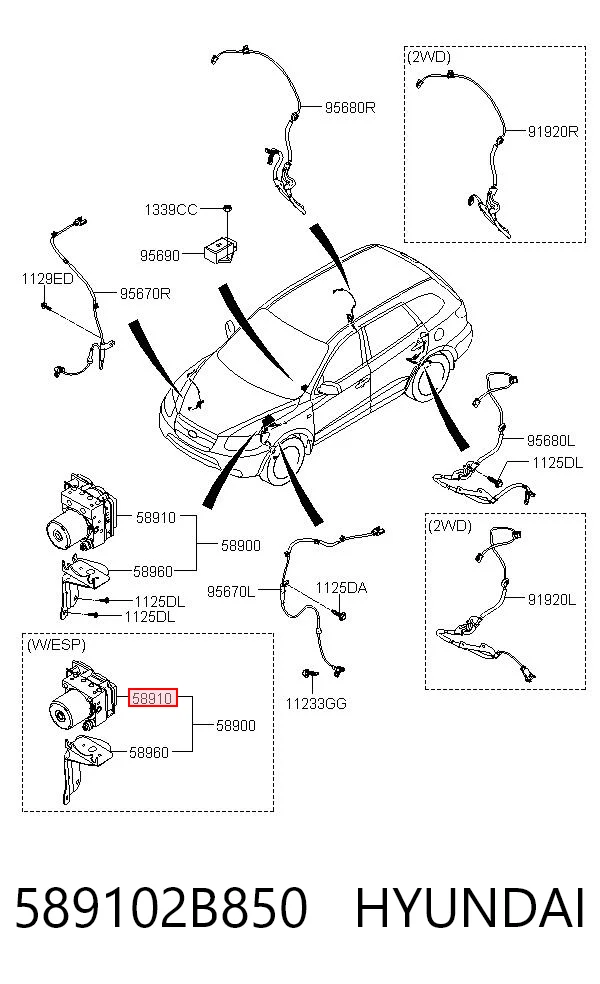 Sterownik ABS  hydrauliczny Hyundai Santa Fe II SUV (CM) (2006 - 2012) cena, od 156,91 USD