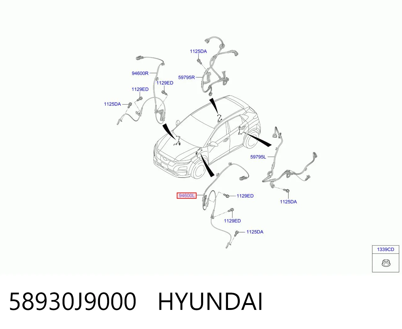 58930J9000 Hyundai/Kia Czujnik ABS przedni lewy