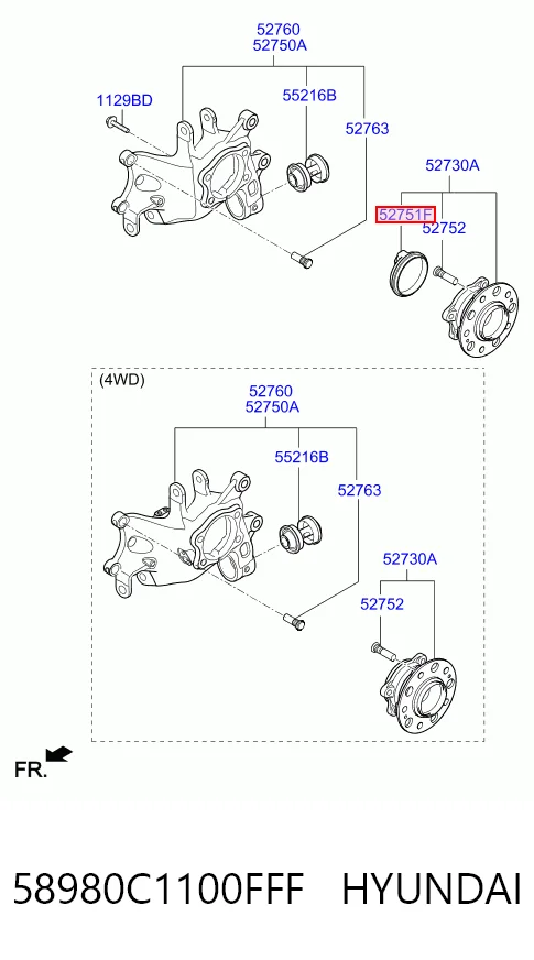 58980C1100FFF Hyundai/Kia Czujnik ABS tylny