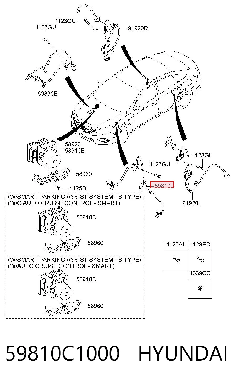 59810C1000 Hyundai/Kia Czujnik ABS przedni lewy