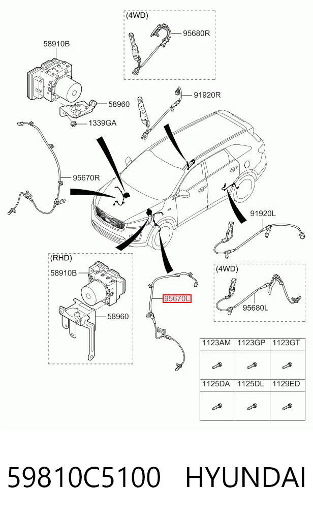 59810C5100 Hyundai/Kia Czujnik ABS przedni lewy