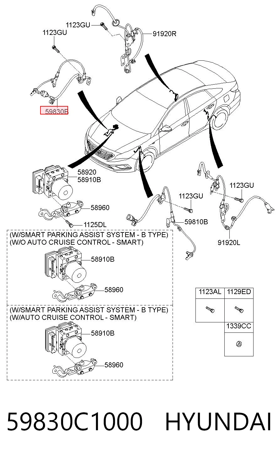 59830C1000 Hyundai/Kia Czujnik ABS przedni prawy