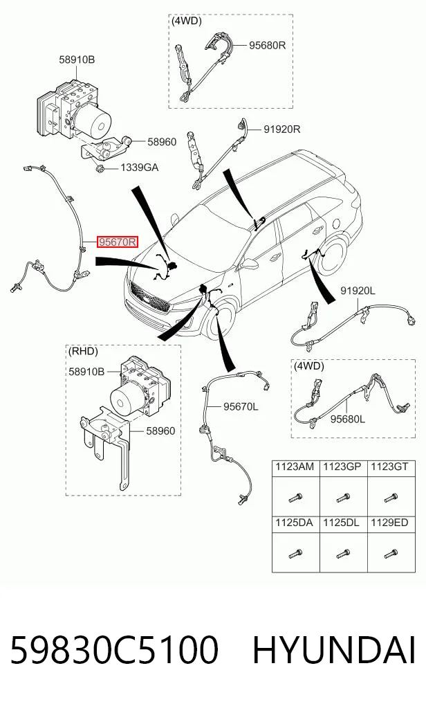 59830C5100 Hyundai/Kia Czujnik ABS przedni prawy