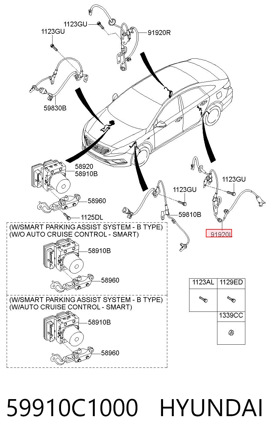 59910C1000 Hyundai/Kia Czujnik ABS tylny lewy