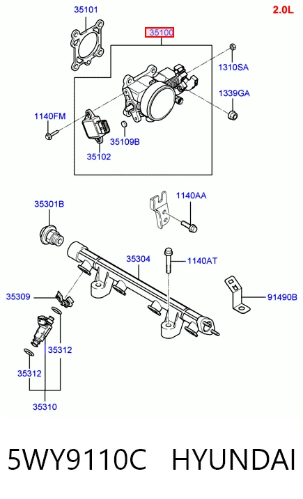 5WY9110C Hyundai/Kia Przepustnica, komplet