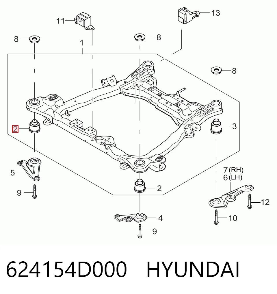 Tuleja (poduszka) przedniej belki  KIA Carnival III minivan (VQ) (2005 - 2015) cena, od 16,88 USD
