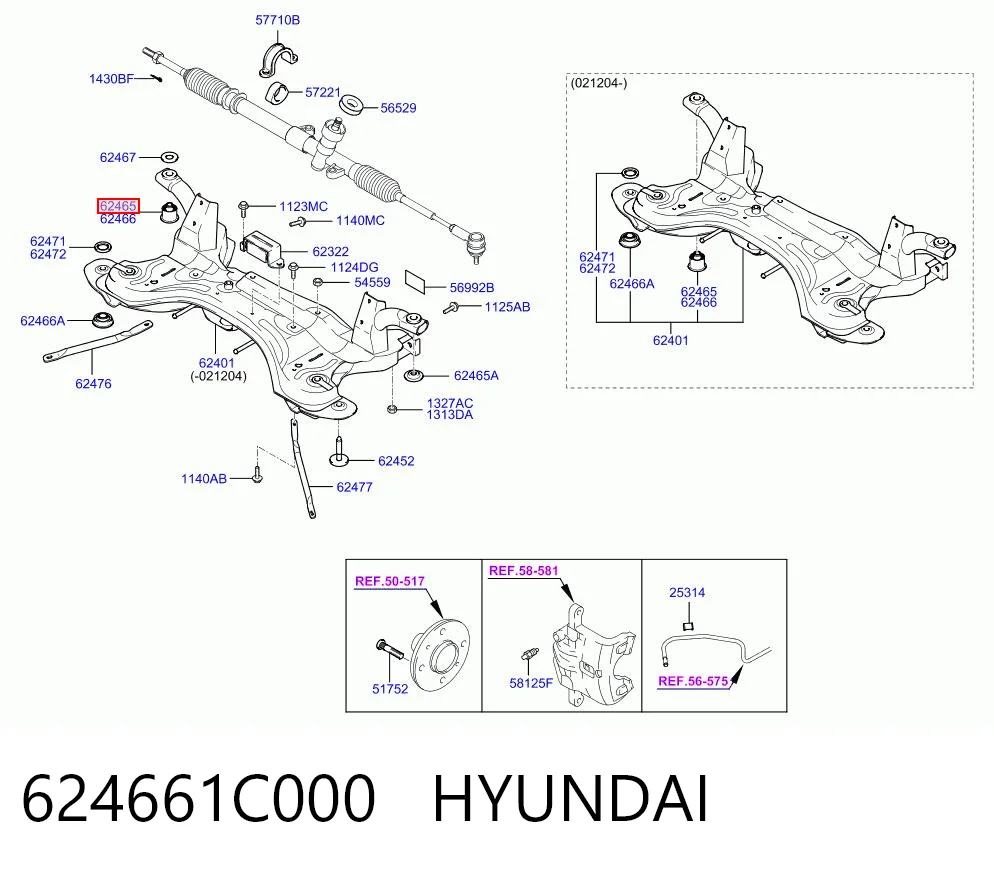 624661C000 Hyundai/Kia Tuleja (poduszka) przedniej belki
