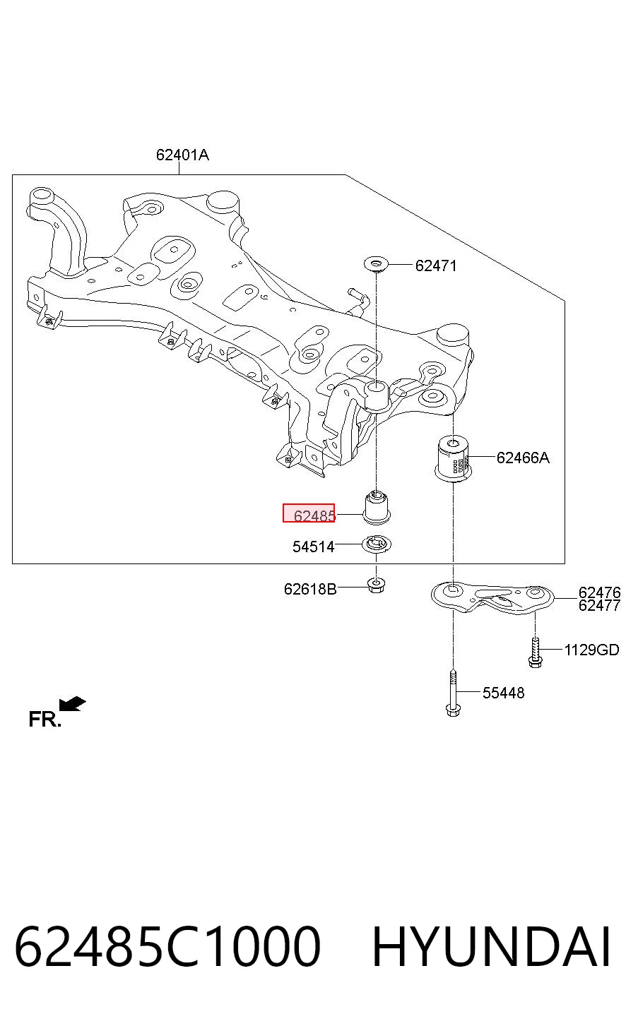 62485C1000 Hyundai/Kia Tuleja (poduszka) przedniej belki