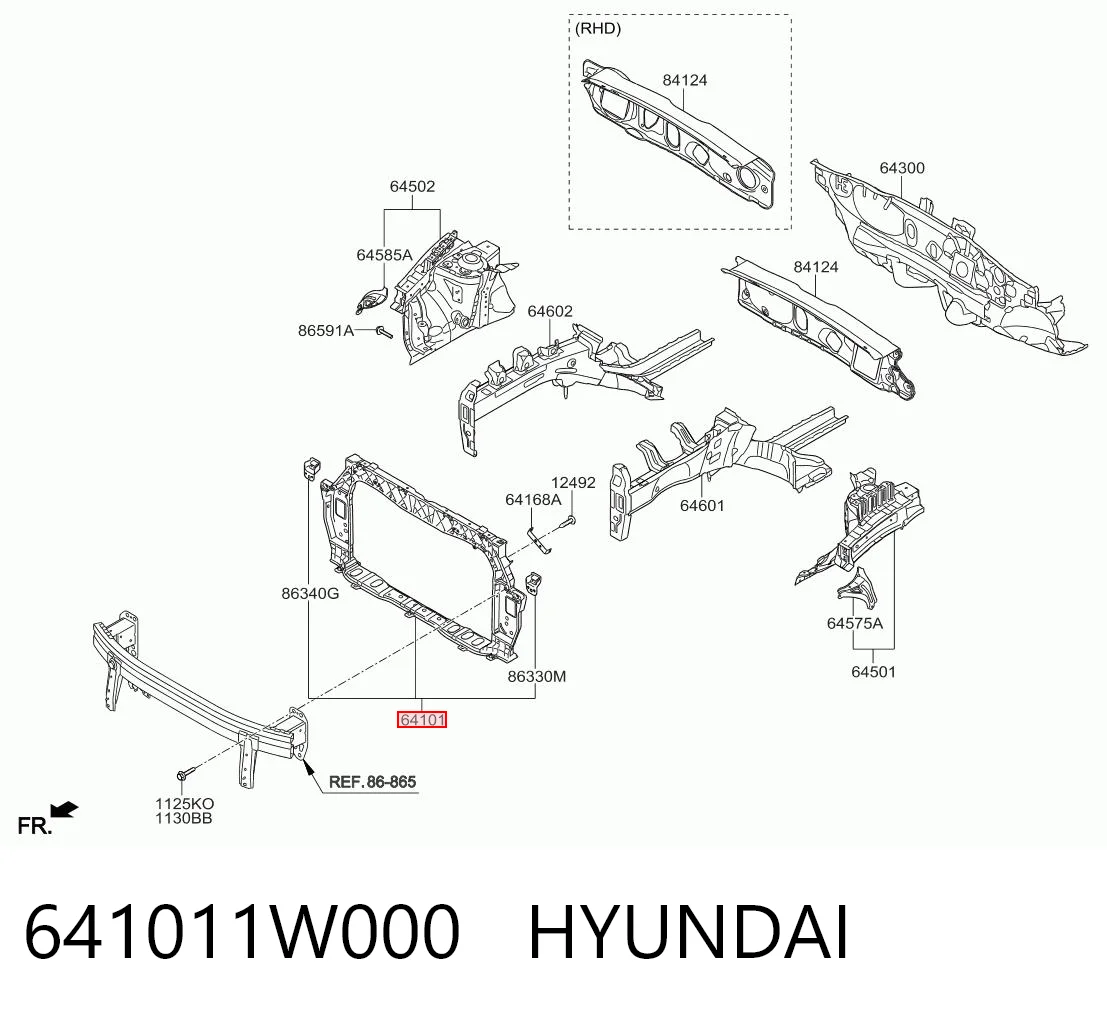 Osłona chłodnicy kompletna (panel mocowania reflektorów) do KIA Rio III UB