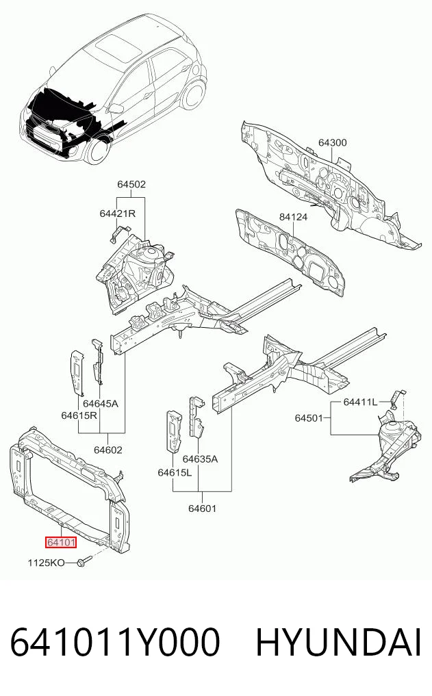 Osłona chłodnicy kompletna (panel mocowania reflektorów) do KIA Picanto II TA