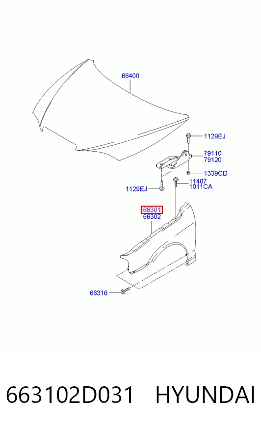 Błotnik przedni lewy Hyundai Elantra III sedana (XD) (2000 - 2006) cena, od 23,53 USD