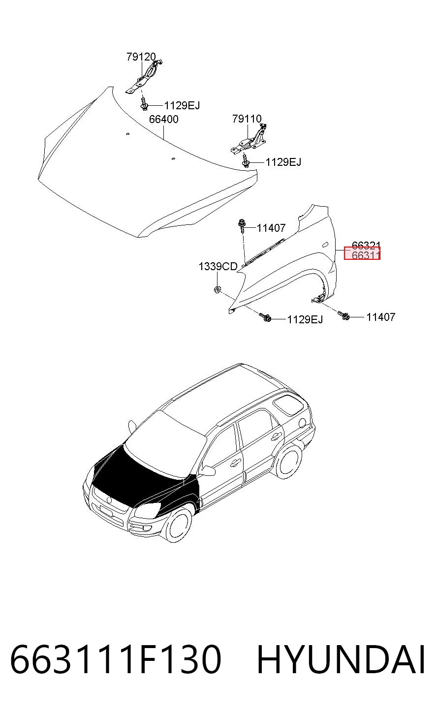 Błotnik przedni lewy KIA Sportage II SUV (JE) (2004 - 2010) cena, od 95,68 USD