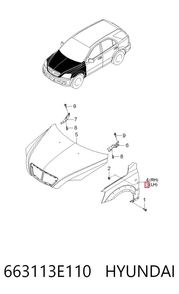 Błotnik przedni lewy do KIA Sorento I JC