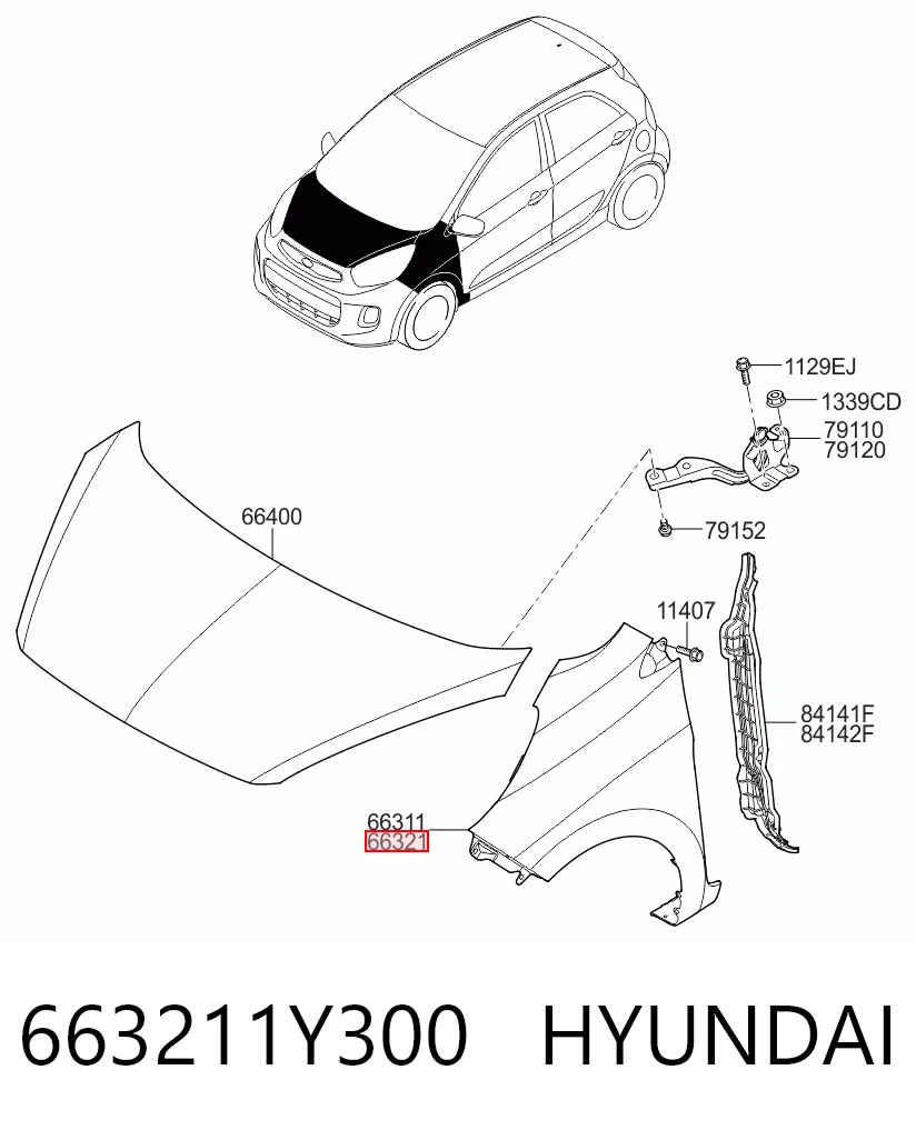 Błotnik przedni prawy do KIA Picanto II TA