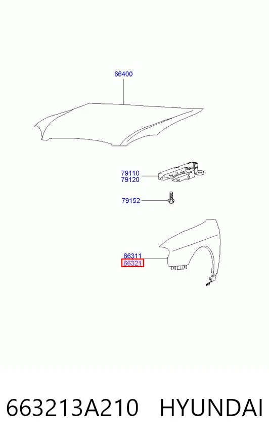 Błotnik przedni prawy do Hyundai Trajet  FO