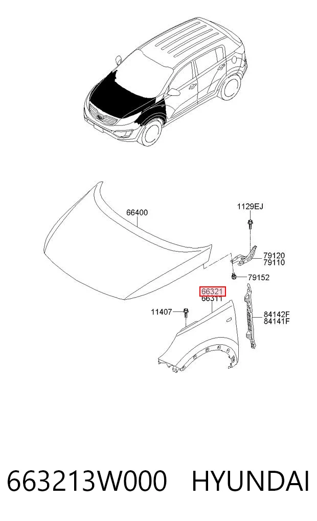 Błotnik przedni prawy do KIA Sportage III SL