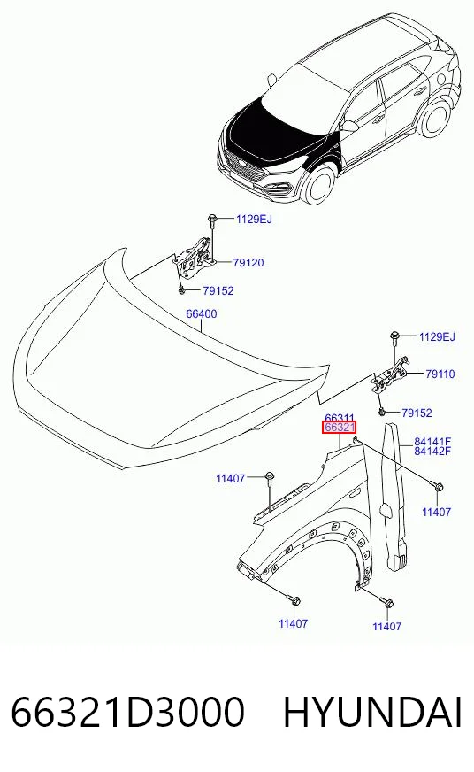 Błotnik przedni prawy do Hyundai Tucson III TL
