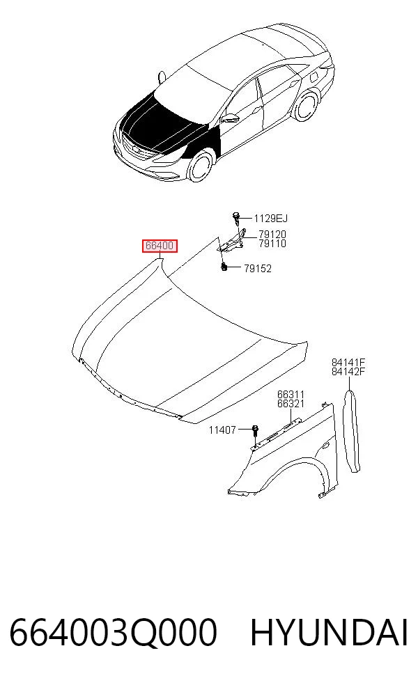 664003Q000 Hyundai/Kia Maska silnika