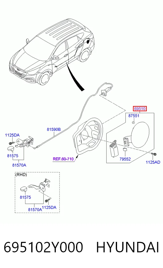 Klapka wlewu paliwa do Hyundai Tucson II TM