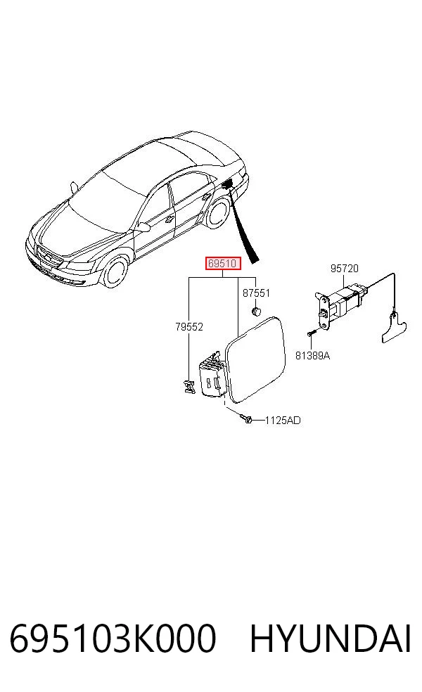 Klapka wlewu paliwa do Hyundai Sonata V NF