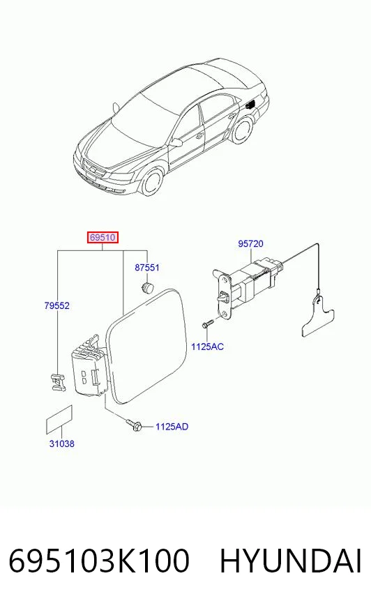 Klapka wlewu paliwa do Hyundai Sonata V NF