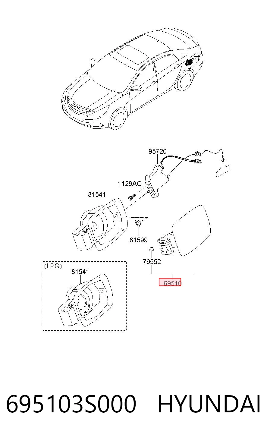 Klapka wlewu paliwa do Hyundai Sonata VI YF