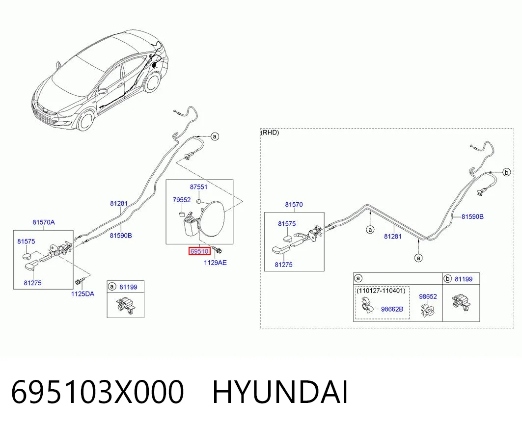 Klapka wlewu paliwa do Hyundai Elantra V MD