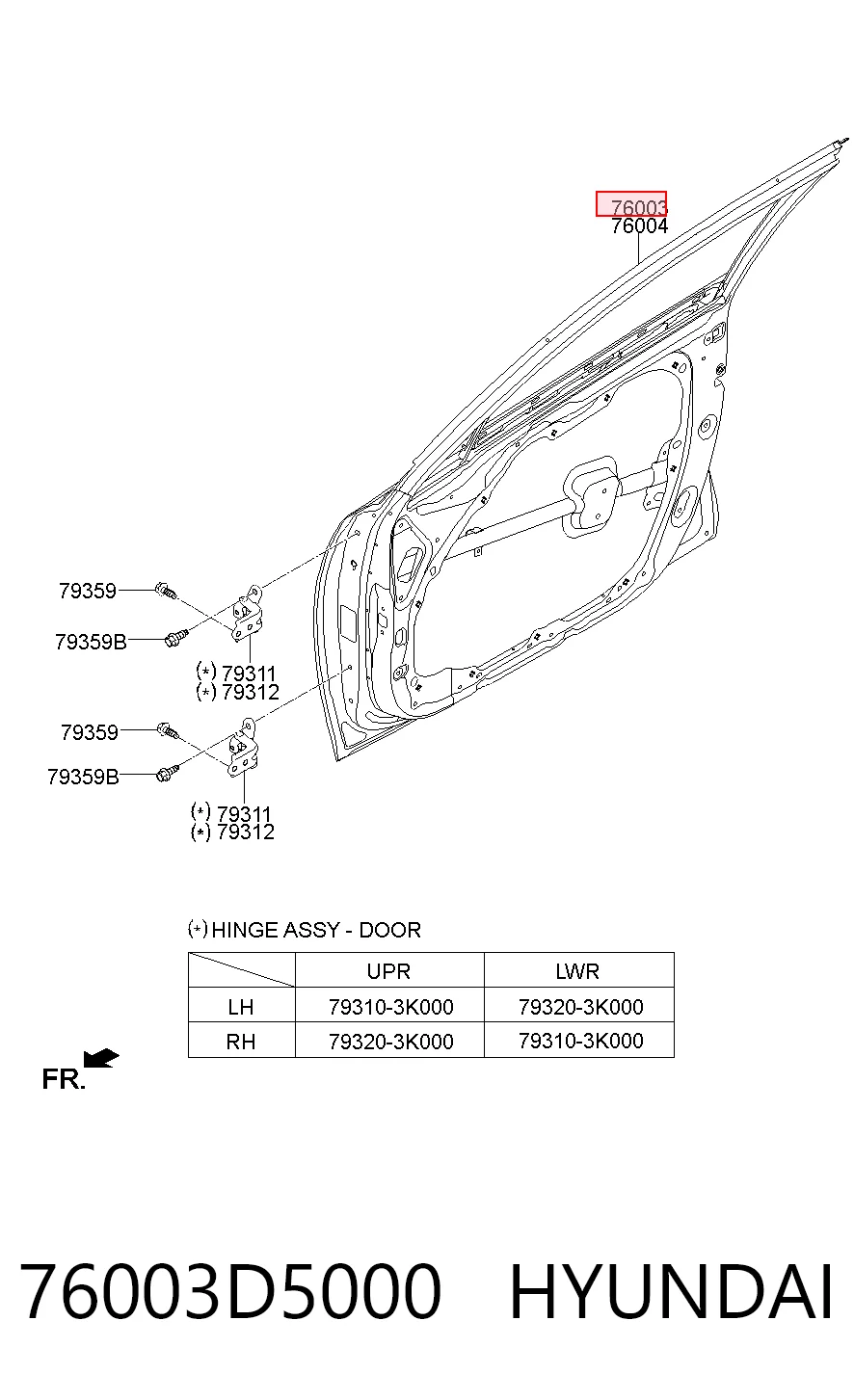 76003D5000 Hyundai/Kia Drzwi przednie lewe