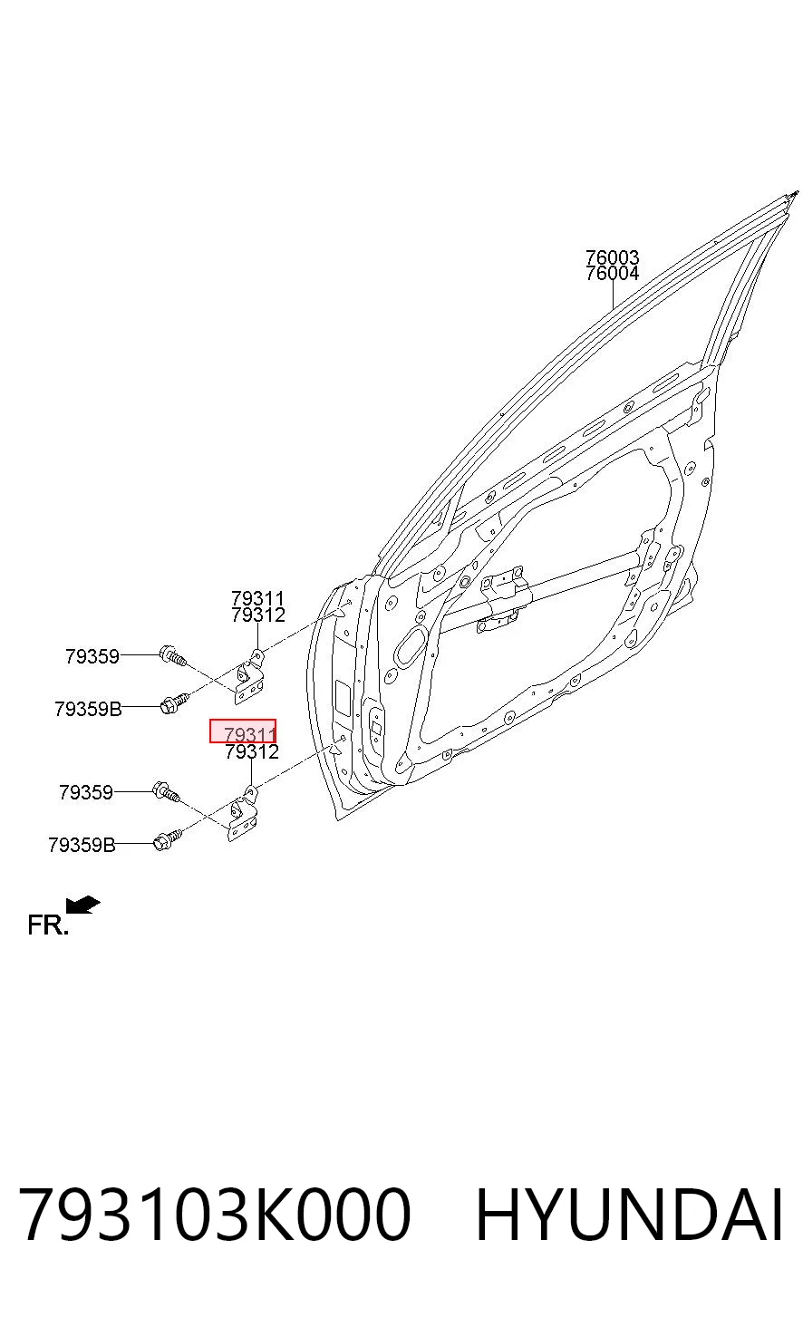 793103K000 Hyundai/Kia Zawias drzwi tylnych lewych