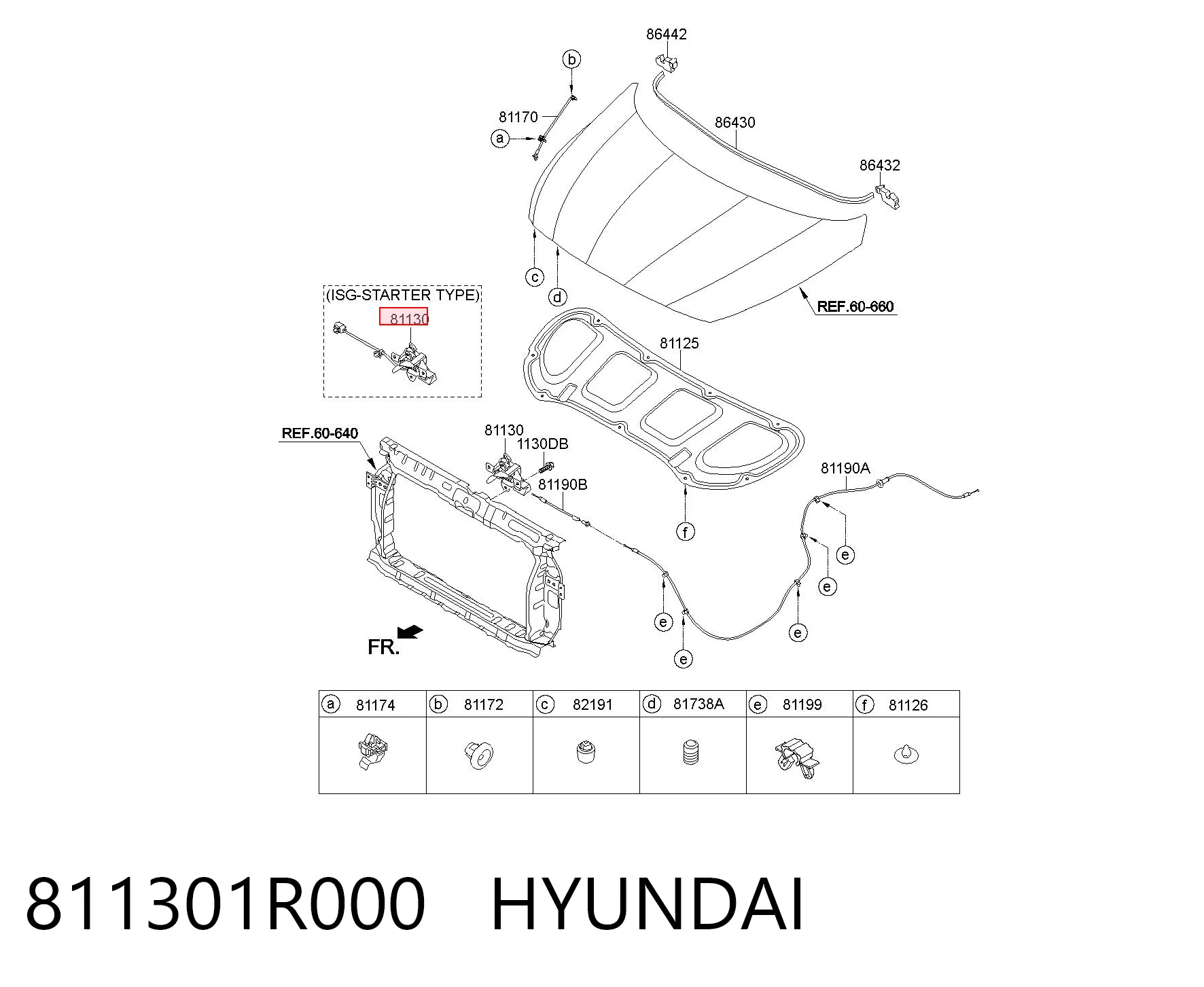 Zamek maski do Hyundai SOLARIS I SBR11