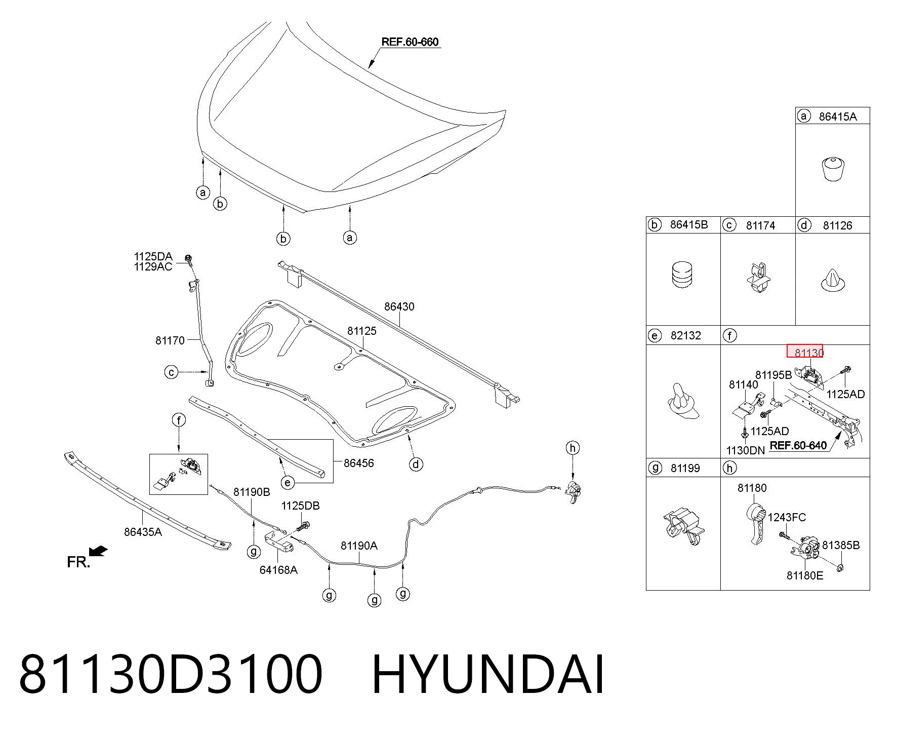 81130D3100 Hyundai/Kia Zamek maski