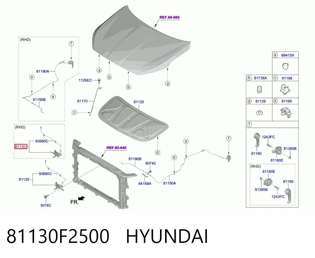 81130F2500 Hyundai/Kia Zamek maski