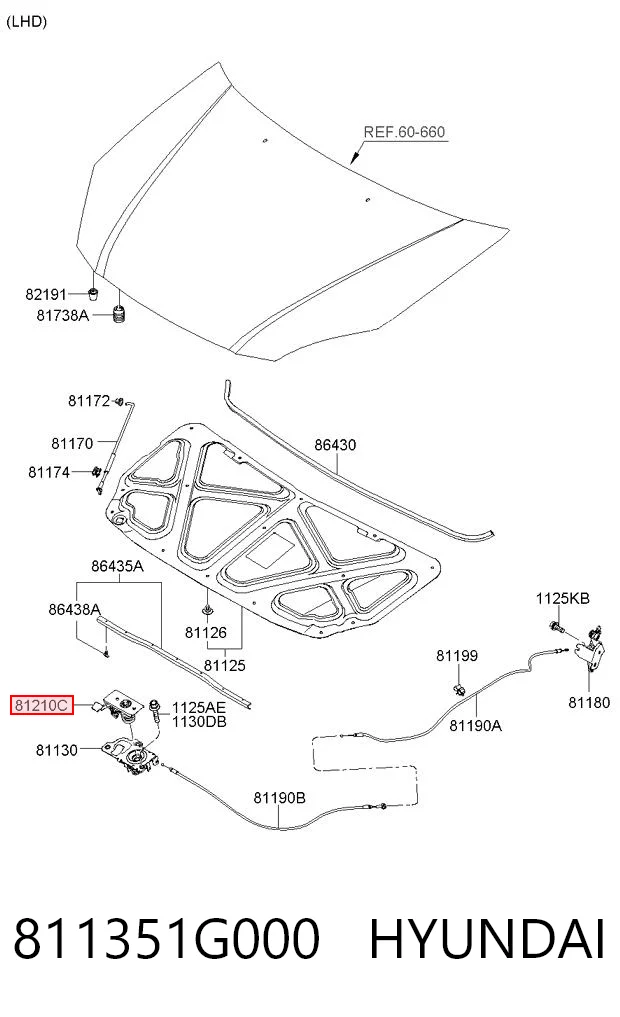Zamek maski do KIA Rio JB