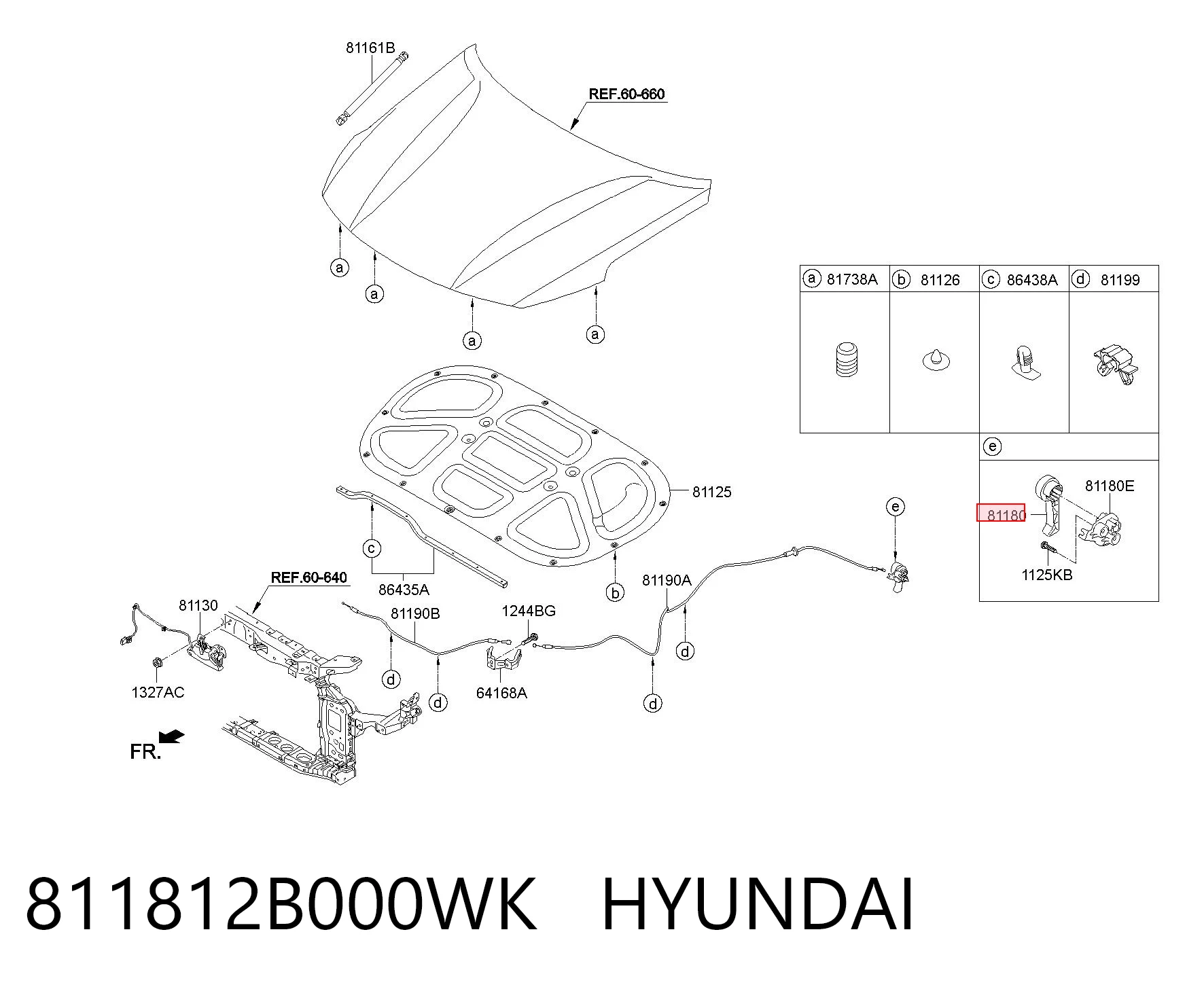 811812B000WK Hyundai/Kia Rączka otwierania maski