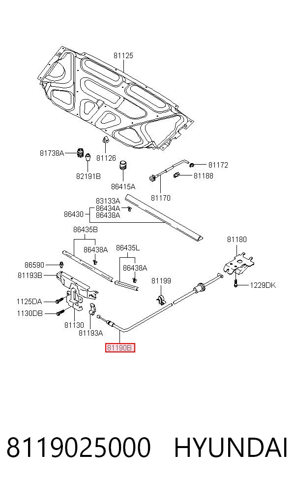 Linka otwierania maski do Hyundai Accent LC