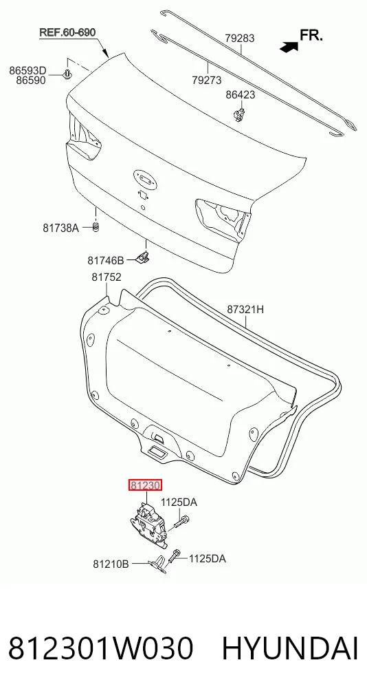 Zamek klapy bagażnika (3/5 drzwi tylnych) do KIA Rio III UB