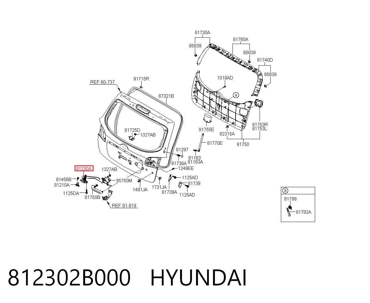 Zamek klapy bagażnika (3/5 drzwi tylnych) do Hyundai Santa Fe II CM