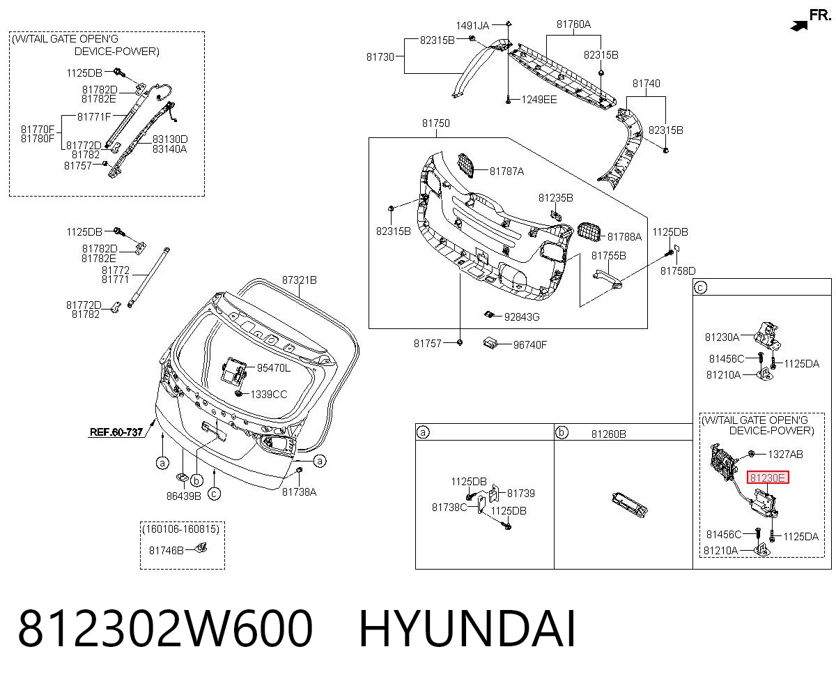 812302W600 Hyundai/Kia Zamek klapy bagażnika (3/5 drzwi tylnych)