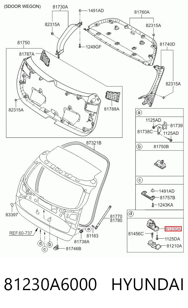 81230A6000 Hyundai/Kia Zamek klapy bagażnika (3/5 drzwi tylnych)